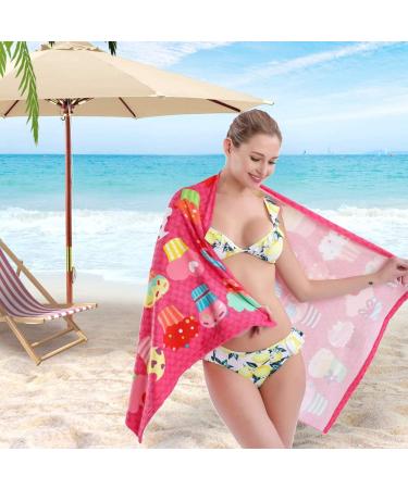 Auxory 30x60 Microfiber Beach Towel for Travel - Quick Dry, Sand Proof, Super Absorbent - Ice Cream Design - Ideal for Swimmers, Men, Women, Kids - Buy Online on SooperMarket.com