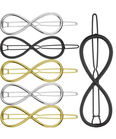 Srtyz 6Pcs hair clips metal clamps women accessories animal 8 font form for minimalist style pretty love hope dream glitter rhinestone wedding hairpins - black/gold/silver