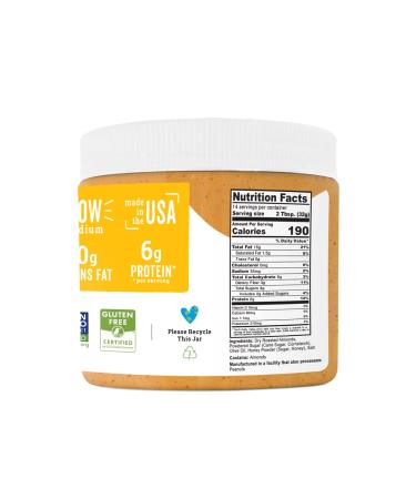 Natural Almond Butter Honey Jar 16oz - Olive Oil, No Hydrogenated Oils, Non-GMO, Gluten Free - 1lb Honey Pack - Buy Online on SooperMarket.com