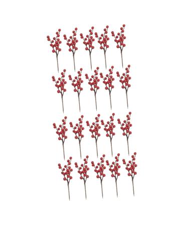 ABOOFAN 20 Pcs Christmas Imitation Fruit Holly Christmas Berries Christmas Flower Pick Christmas Berry Picks Home Decor Plants Decor Cherry Stems Party Supplies Foam Cherry Fruit Banquet