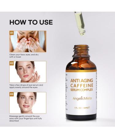 AngelicMisto Caffeine Eye Serum 1oz - Dark Circles, Puffiness, Wrinkles & Bags Remover - Buy Online on SooperMarket.com