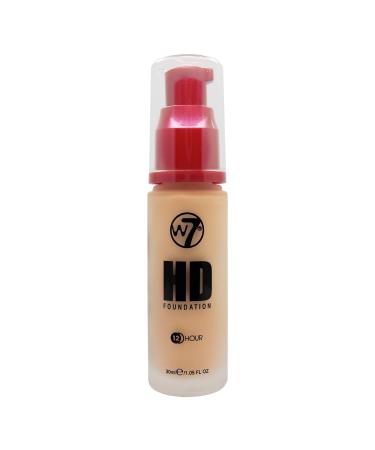 W7 HD Foundation - Oil-Free Liquid Foundation for Poreless Matte Medium Coverage - 30ml (Fresh Beige) Fresh Beige 30 ml (Pack of 1)