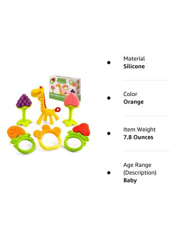 6-Pack Baby Teething Toys | Freezer Safe Silicone Teethers for Newborns and Toddlers | Soothes Gums | Perfect Baby Gift - Buy Online on SooperMarket.com