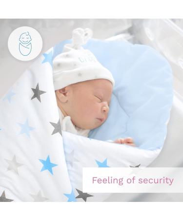 Baby Swaddle Wrap Blanket - Newborn Cotton Swaddling Sleeping Bag 0-3 Months (Blue Stars) - Buy Online on SooperMarket.com