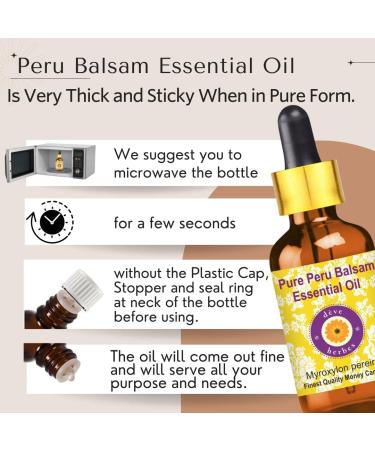 Deve Herbes Pure Peru Balsam Essential Oil 30ml - Natural Therapeutic Grade Steam Distilled - 1 oz Bottle - Buy Online on SooperMarket.com