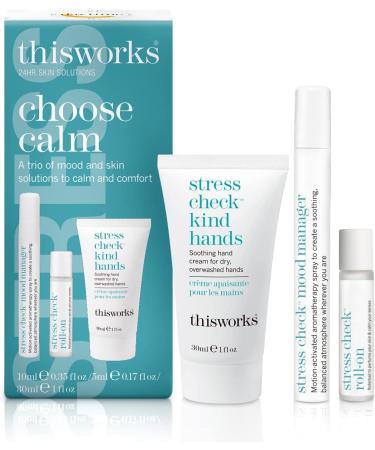 This Works Choose Calm: The Stress Relieving Trio A Moisturising Hand Cream with Shea Butter and Essential Oils Mood Boosting Spray and Aromatherapeutic Roller Ball Gift Set