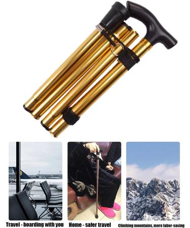 Folding Cane Adjustable Lightweight Aluminum Offset Cane-Foldable Cane Very Suitable for Daily Life to Assist Restricted Exercise Golden - Buy Online on SooperMarket.com