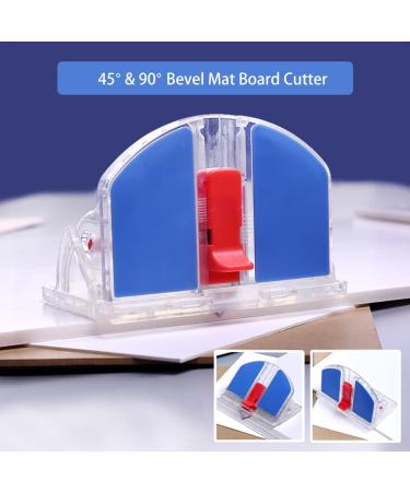 Professional Mat Cutter with 3 Replacement Blades - 45 & 90 Degree Bevel Cut Tool for Art Framing - Blue - Buy Online on SooperMarket.com