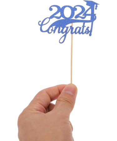 Alipis 15pcs 2024 Graduation Cupcake Toppers Glitter Graduation Cap Cake Toppers Congrats Grad Centerpiece Sticks 2024 Graduation Theme Party Cake Decorations Blue - Buy Online on SooperMarket.com