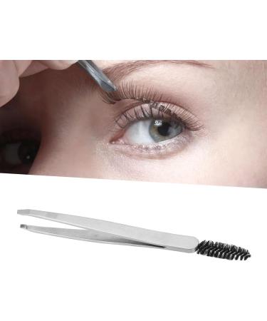 Silver Stainless Steel Eyebrow Tweezers & Brush | Precision Eyebrow Remover & Makeup Tools - Buy Online on SooperMarket.com