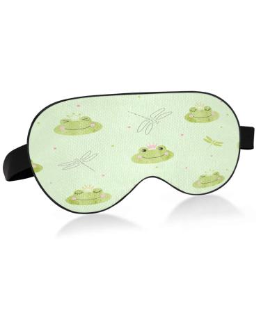 WELLDAY Sleep Mask Cute Frogs Dragonfly Night Eye Shade Cover Soft Comfort Blindfold Blockout Light Adjustable Strap for Men Women
