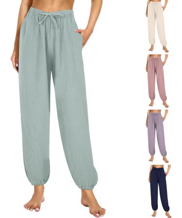 Elegant Women's Linen Pants - Airy Wide Leg Summer Trousers | Lightweight White Leisure Pants - Perfect for Hot Weather | Size M - Rytejfes - Buy Online on SooperMarket.com