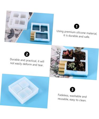 NUOBESTY 2pcs Box Flower Pot Mold Silicone Molds Resin Molds Holder Molds Simple Diy Mold Epoxy Storage Box Whitex2pcs 10.6X10.6X3.3CMx2pcs - Buy Online on SooperMarket.com