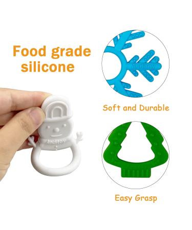 Anditoy 4 Pack Christmas Teething Toys for 3-12 Months Babies - First Christmas Teether Stocking Stuffers - Buy Online on SooperMarket.com