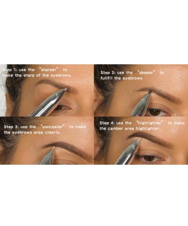 4 in 1 Eyebrow Contour Highlight Pen - Waterproof Long Lasting Microblading Brow Pencil for Perfect Definition | Blonde Eye Makeup Tool - Buy Online on SooperMarket.com