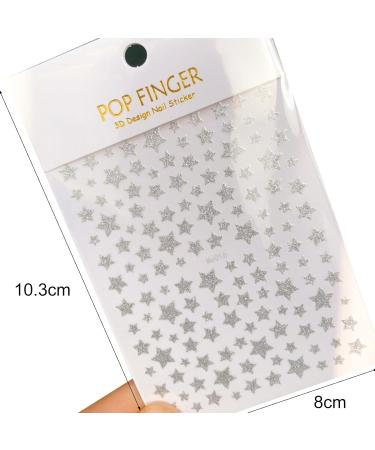 Glittered Star Nail Transfer Sticker Sheet Long Last Nail Art Decals Pack DIY Nail Transfer Tips for Female Black 1size - Buy Online on SooperMarket.com