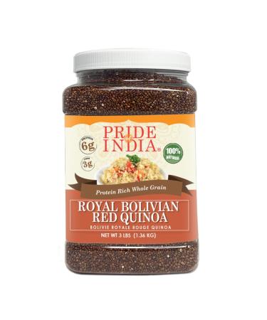 Pride Of India - Natural Royal Red Bolivian Quinoa - Protein Rich Whole Grain Jar 3.3 Pound (1.5 Kilo) Jar (2.2 Pound + 50% Extra Free 3.3 Pounds Total)