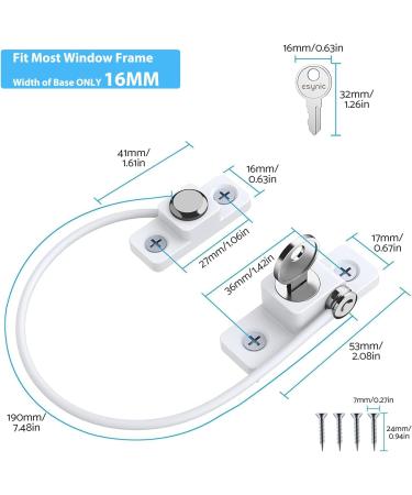 eSynic 4pcs Window Safety Restrictors with Keys - White UPVC Window Security Locks for Child Safety - Ideal for Home and Public Use - Buy Online on SooperMarket.com
