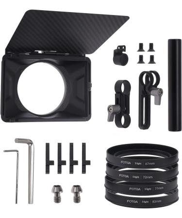 Foto4easy Mini Matte Box: Lightweight 15mm Rod Support for DSLR Mirrorless Cameras - Compatible with 67mm/72mm/77mm/82mm Lenses - Supports 4x4/4x5.65 Filters - Black Standard Edition - Buy Online on SooperMarket.com