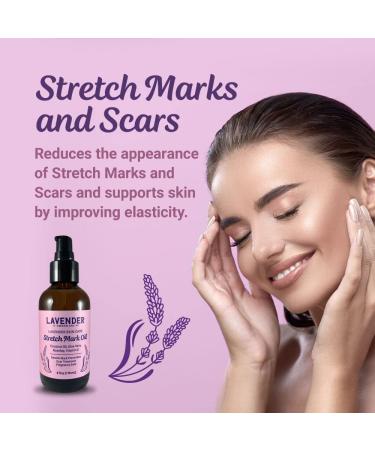 Buy Natural Lavender Body Oil - Vitamin E & Rosehip for Stretch Marks Scars | Skincare for Women Dry Skin | 4oz - International Shipping Available - Buy Online on SooperMarket.com