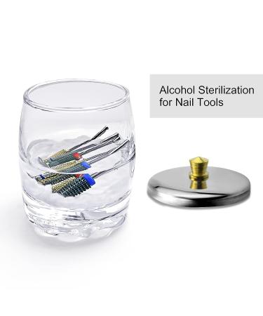 Crystal Disinfection Glass Cup Acrylic Liquid Dappen Dish with Stainless Steel Lid - Nail Art Glassware Tool HJ-NAPB028 - Buy Online on SooperMarket.com