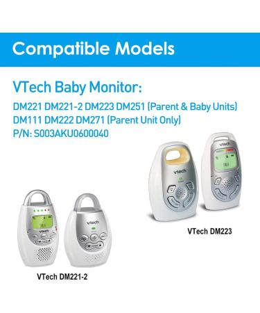 UL Listed Power Cord for VTech DM221-2 DM223 DM251 Baby Monitor Charger - DC 6.0V 6.6ft White - Compatible with DM111 DM112 DM222 DM271 - Parent & Baby Units - Buy Online on SooperMarket.com