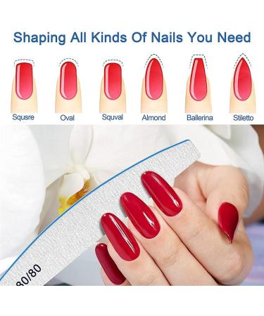 12 PCS 80/80 Grit Nail Files for Acrylic Nails & Poly Gel Extensions - Coarse Washable Emery Boards for Manicure, Home & Salon Use - Buy Online on SooperMarket.com