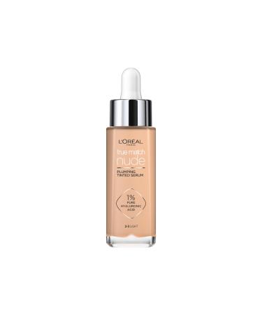 L'Oreal Paris True Match Tinted Serum Foundation 1% Hyaluronic Acid Hydrating Formula Replumps Skin in 1 Hour for a Natural Glowing Finish 30 ml Shade 2-3 Light