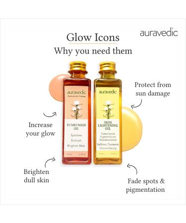 AURAVEDIC Skin Lightening & Kumkumadi Oil 100ml Duo for Radiant Skin - Buy Online on SooperMarket.com