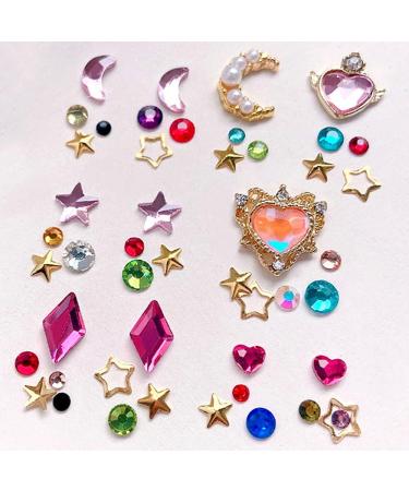 Dornail 3D Star Moon Nail Charms | Colorful Heart Rhinestones | Nail Gems for Nail Art | Geometry Rhinestone Decorations | Nail Kit 1 Box - Buy Online on SooperMarket.com