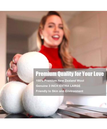 Wool Dryer Balls 6 Pack XL - 100% Organic New Zealand Wool Core - Chemical Free Fabric Softener Alternative by LEVIBASIC - Buy Online on SooperMarket.com