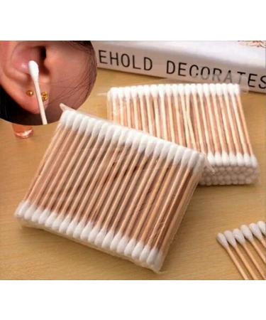 400 Count Biodegradable Wooden Cotton Swabs | Organic Double Tipped Ear Buds for Ear Wax Removal Crafts & Cleaning - Buy Online on SooperMarket.com