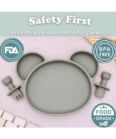 Sage Green Suction Plate Baby Cutlery Set with Toothbrush and Weaning Essentials - Dishwasher Safe - Buy Online on SooperMarket.com