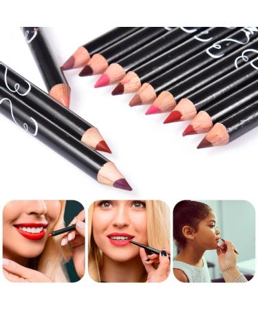 Lip Gloss Make Up Liner Pencil Natural Lip Makeup 12 Different Colors Waterproof and Long Lasting Lip Liner Pencil Set Pearl Eyeliner Kit Metalic Eyeliner Liquid Eyeliner Set for Girls Woman - Buy Online on SooperMarket.com