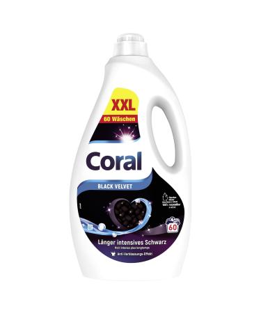 Coral Color detergent Black Velvet liquid detergent for longer intensive black with color care power of natural origin 60 WL 60 wash loads (1 Pack)