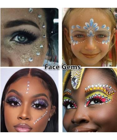 Go Ho 423 Self Adhesive Face Gems Rhinestones for Festival Rave - 3 Sheets + Tweezers - Buy Online on SooperMarket.com