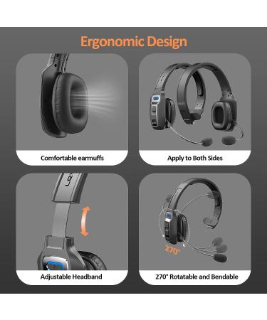 LEVN Bluetooth Headset with AI Noise Cancelling & Mute Button | 60 Hrs Working Time | Trucker Wireless Headphones | Ideal for Home Office & Remote Work - Buy Online on SooperMarket.com
