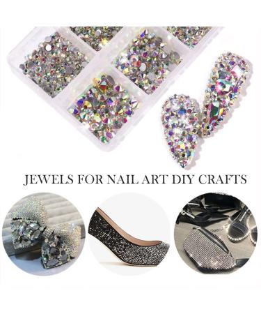735 Pieces Gold Nail Rhinestones for Acrylic Nails - 3D Nail Diamonds Art Decoration DIY (Gold AB) - Buy Online on SooperMarket.com