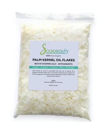 Palm Kernel Oil Flakes | Pure Unrefined Palm Kernel Oil Flakes for Soap Making & Cosmetics | (32 OZ) 2 Pound (Pack of 1)