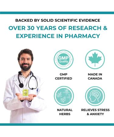 Refine Natural Stress Relief Supplement with L-Theanine and Herbals | Relaxation Support with Lemon Balm Extract St John's Wort | Calming Herbal Sleep for Adults Non-GMO 60 Vegetarian Capsules for Men and Women Made in Canada - Buy Online on SooperMarket.com