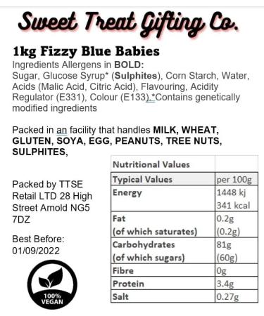 Fizzy Blue Babies 1kg Fizzy Vegan Jelly Blue Babies Classic Sweet Shop Pick n Mix - Buy Online on SooperMarket.com