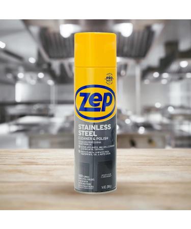 Zep Stainless Steel Cleaner and Polish 14oz - Protects Metal Surfaces from Fingerprints, Soil, and Waterspots - Buy Online on SooperMarket.com