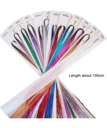 4200 Strands Hair Tinsel Extensions - 14 Vibrant Colors - Long Straight Synthetic Hair Extensions for Women, Girls - Ideal for Party, Cosplay - 36.6 Inches - Buy Online on SooperMarket.com