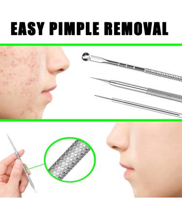 Blackhead Remover Tool Kit - 5-in-1 Stainless Steel Pimple Popper Extractor Set for Face with 4 Tweezers - 0414043 - Buy Online on SooperMarket.com