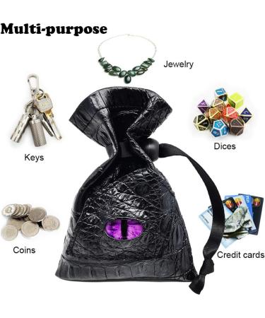Haxtec Dragon Dice Bag - Small Drawstring Leather DND Pouch for Dungeons & Dragons - Purple Eye Design - Patent D893867 - Buy Online on SooperMarket.com