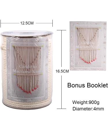 XKDOUS 4mm x 150Yards Natural Cotton Macrame Cord - 3 Strand Twisted Rope for Wall Hanging, Plant Hangers, Crafts & Knitting - Soft Undyed Cotton Rope for Decorative Projects - Buy Online on SooperMarket.com