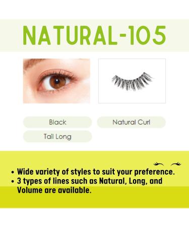 False Eyelashes - Lashever Natural Series | Japanese Fake Eyelashes Long-Lasting Reusable Comfortable & Lightweight - 2 Pairs Natural 105 Black - Buy Online on SooperMarket.com