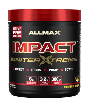 ALLMAX Nutrition - Impact Igniter Xtreme Pre Workout Powder - with Citrulline Malate Beta - Alanine Caffeine Taurine and Betaine anhydrous - Pineapple Mango - 360g Pineapple Mango 20 Servings (Pack of 1)