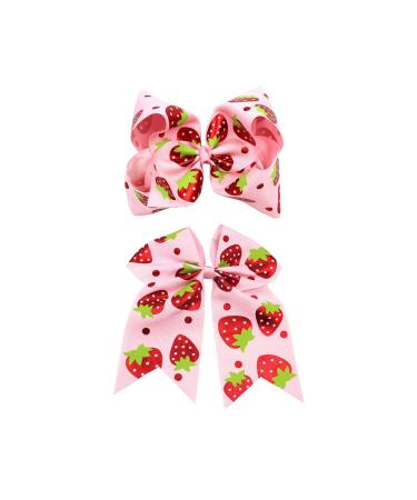 Strawberry Cheer Bow Ponytail Holder Jumbo Hair Tie Set BBG74 (2 Pcs) - Buy Online on SooperMarket.com