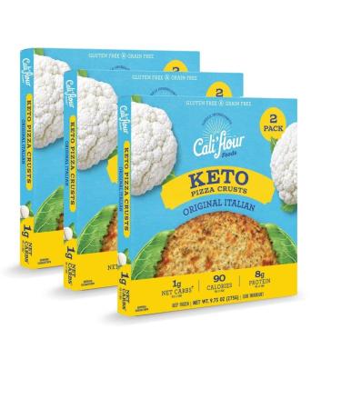Cali'flour Foods Pizza Crust (Original Italian, 3 Boxes, 6 Crusts) - Keto Friendly | Low Carb, Gluten and Grain Free | Fresh Cauliflower Base Original Italian 9.75 Ounce (Pack of 3)